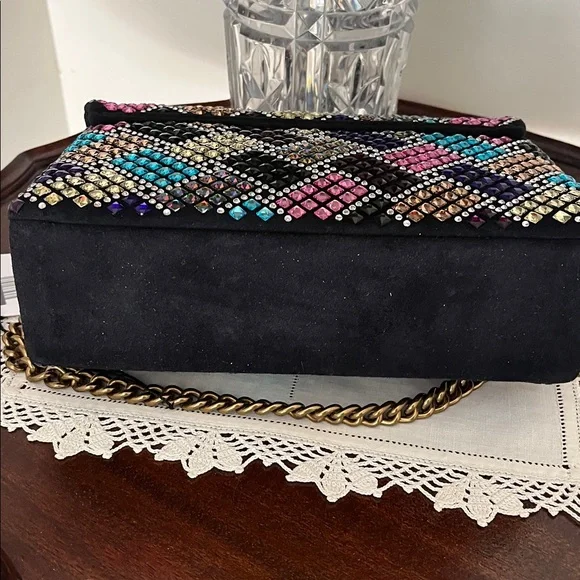NWT - Kurt Geiger London rainbow crystals mini-Brixton shoulder bag. - Picture 5 of 11